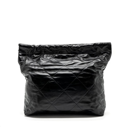 Chanel medium 22 bag shiny calfskin black GHW (Microchip)