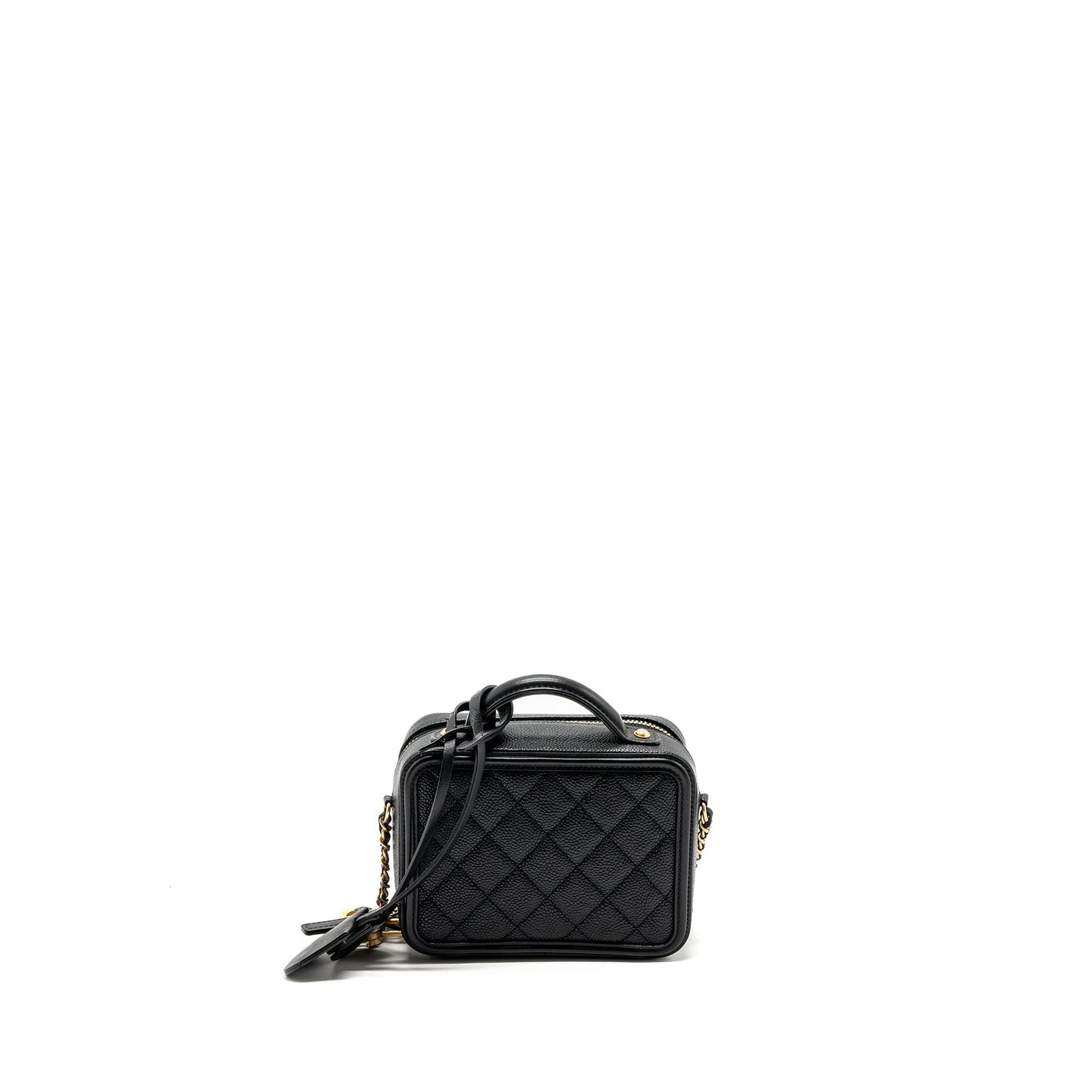 Chanel mini filigree vanity case Caviar black GHW