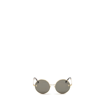 Chanel Round Sunglasses Metal Brown