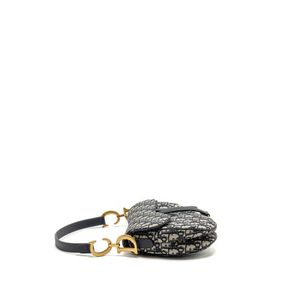 Dior Medium Saddle Purse Blue Oblique Canvas