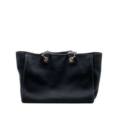 Chanel Large Deauville Black-Studded Tote Bag Canvas/Leather Black SHW