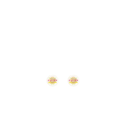 Chanel mini round with CC logo rainbow earrings light gold tone