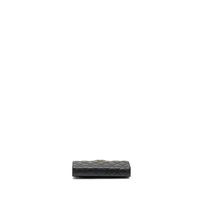 Chanel Classic flap long wallet Caviar black GHW