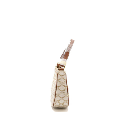 Celine Ava Purse Triomphe Canvas/Calfskin White
