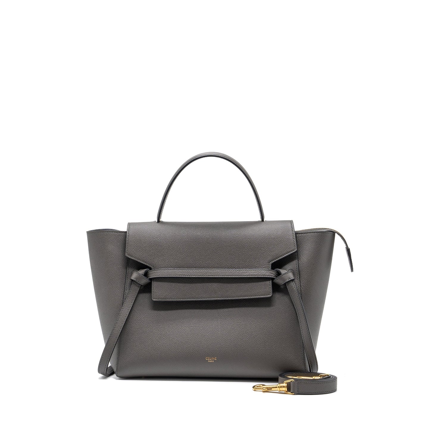 Celine Mini Belt Purse Grained Calfskin Dark Grey
