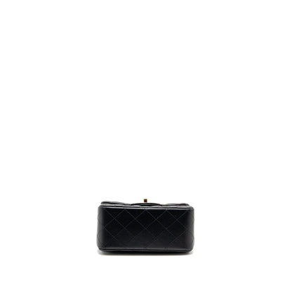 Chanel Mini Square Flap Bag Lambskin Black LGHW (Microchip)