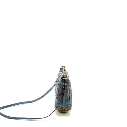 Fendi Fendigraphy Mini Purse Jacquard Velvet Light Blue/Brown