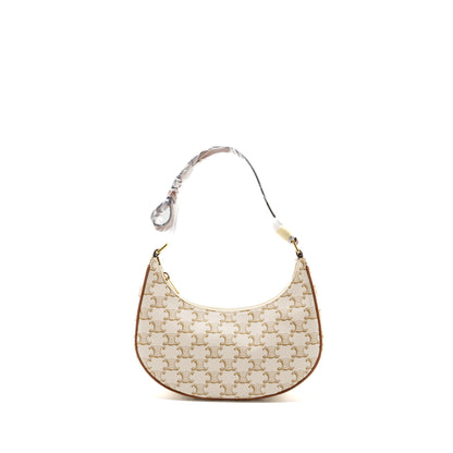 Celine Ava Purse Triomphe Canvas/Calfskin White