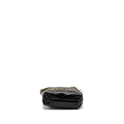 Chanel Mini 22 Bag Shiny Calfskin Black Brushed GHW (Microchip)