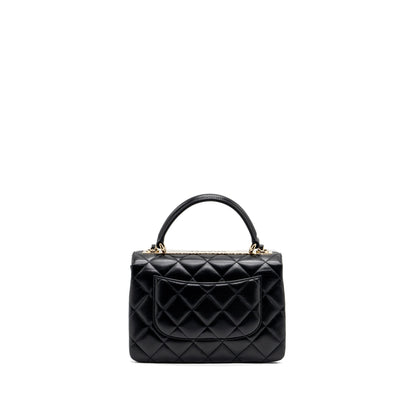 Chanel trendy CC flap bag with top handle lambskin black LGHW (microchip)