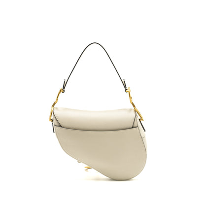 Dior Medium Saddle Purse Calfskin WHITE