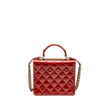 Chanel Large Rita Top Handle Flap Bag Calfskin Dark Red Multicolour Hardware
