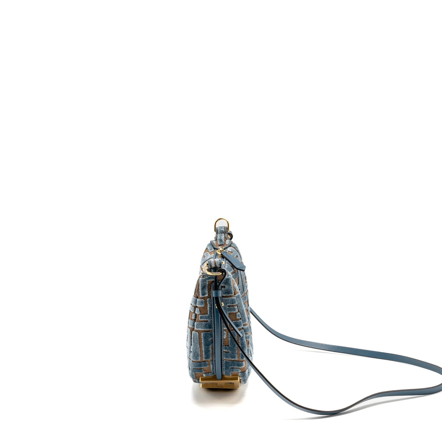 Fendi Fendigraphy Mini Purse Jacquard Velvet Light Blue/Brown