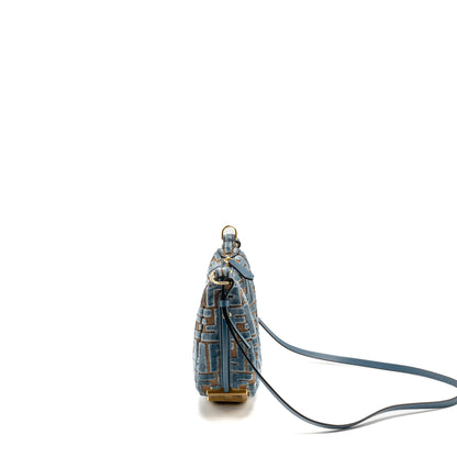 Fendi Fendigraphy Mini Purse Jacquard Velvet Light Blue/Brown
