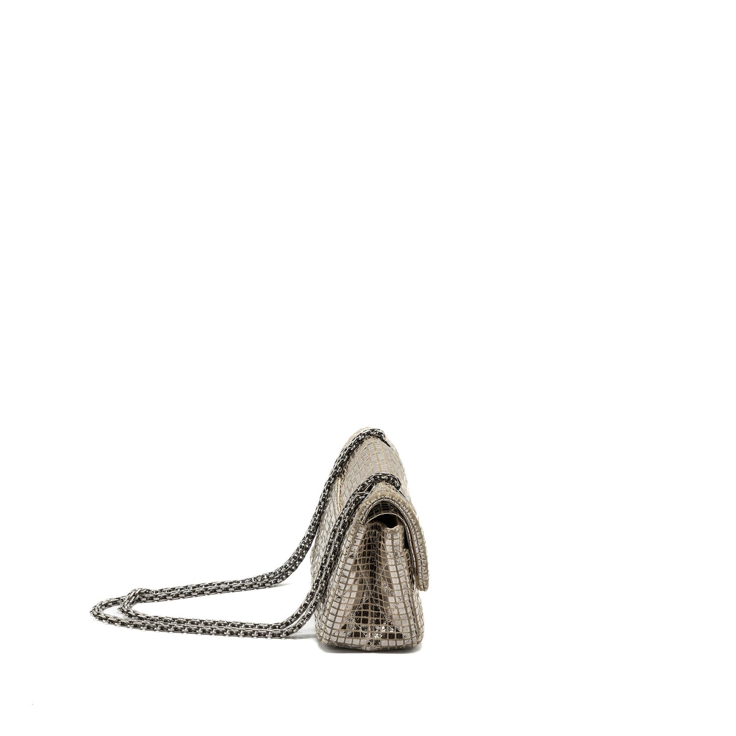 Chanel mini 2.55 reissue flap bag calfskin beige / silver SHW