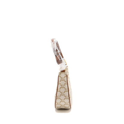 Celine Ava Purse Triomphe Canvas/Calfskin White