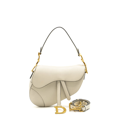 Dior Medium Saddle Purse Calfskin WHITE
