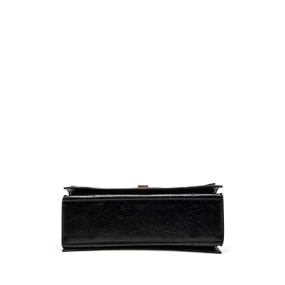 Balenciaga Medium Womenâs Crush Chain Purse Calfskin Black
