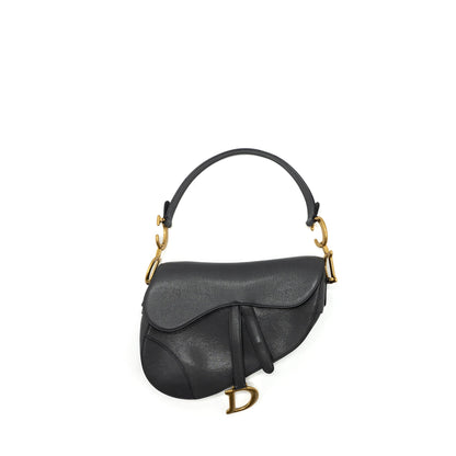 Dior Medium Saddle Purse GoatSkin Dark Grey