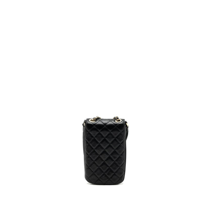 Chanel Phone Holder With Chain Lambskin Black LGHW