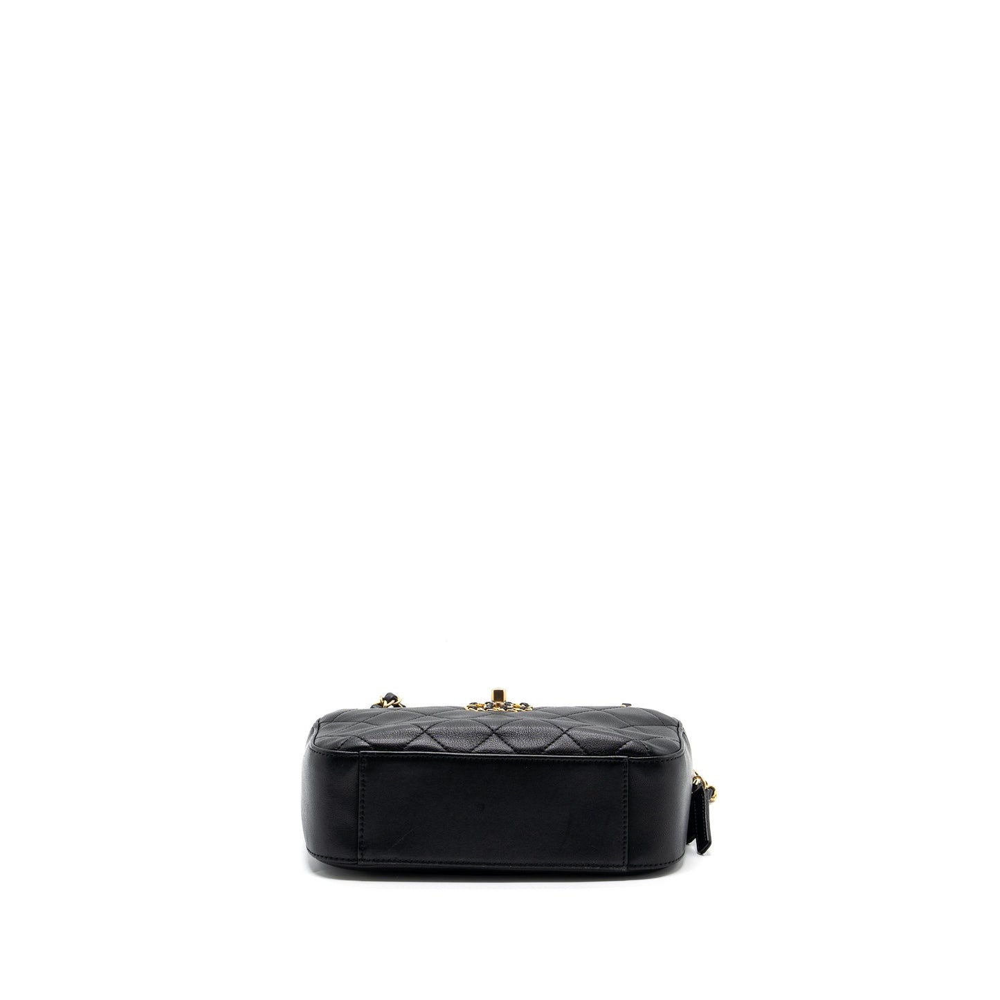 Chanel CC chain logo camera bag lambskin black GHW
