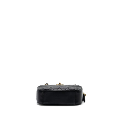 Chanel CC chain logo camera bag lambskin black GHW