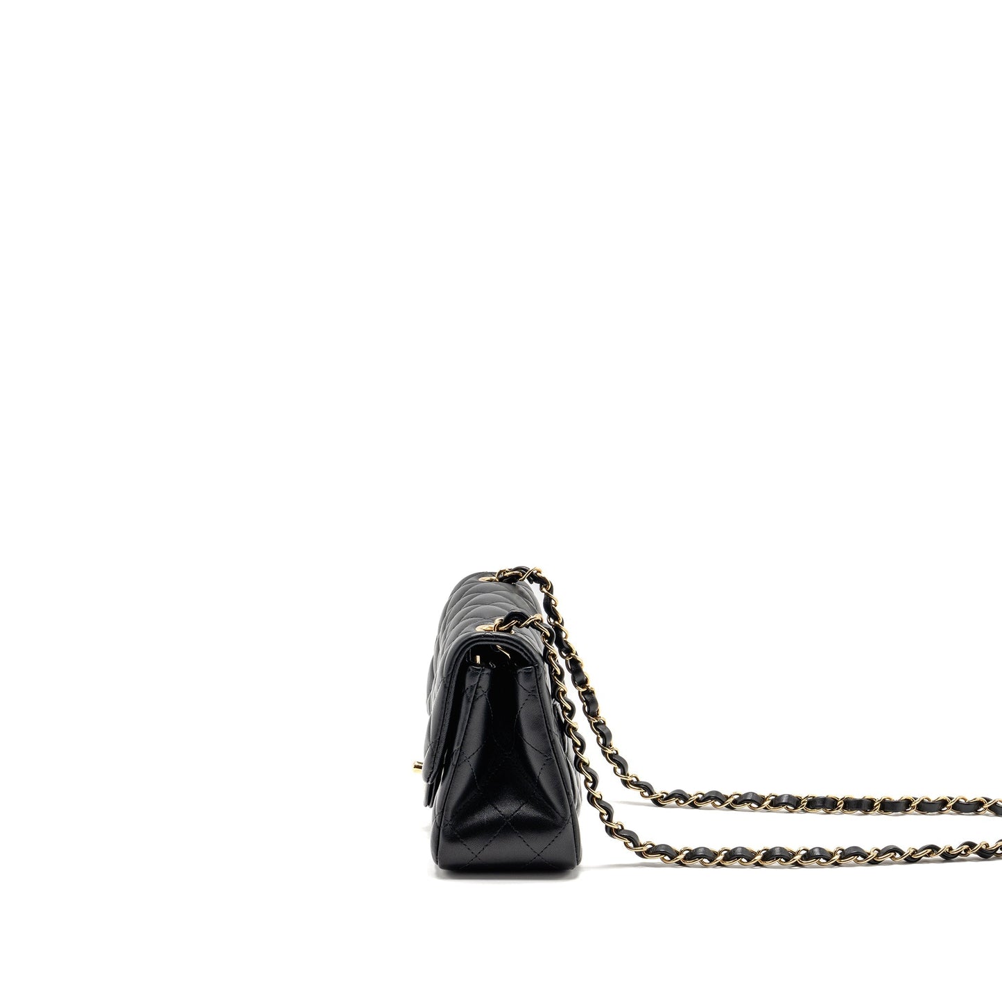 Chanel Mini Square Flap Bag Lambskin Black LGHW (Microchip)