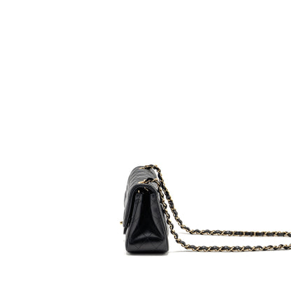 Chanel Mini Square Flap Bag Lambskin Black LGHW (Microchip)