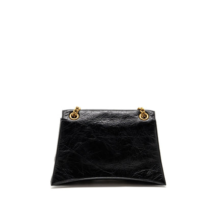 Balenciaga Medium Womenâs Crush Chain Purse Calfskin Black