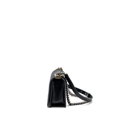 Chanel medium boy bag calfskin black multicolour hardware