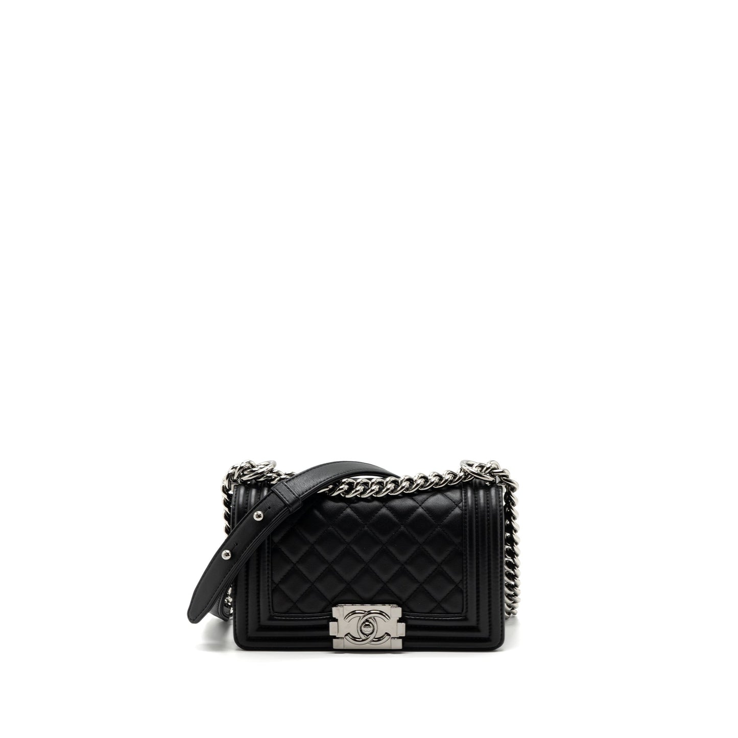Chanel Small Boy Bag Calfskin Black shw (microchip)