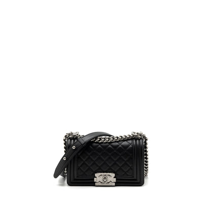 Chanel Small Boy Bag Calfskin Black shw (microchip)
