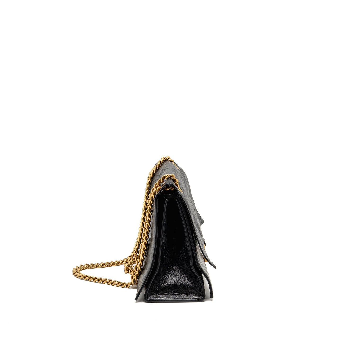 Balenciaga Medium Womenâs Crush Chain Purse Calfskin Black