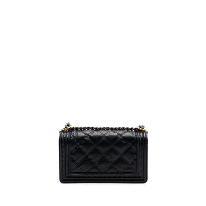 Chanel medium boy bag calfskin black multicolour hardware