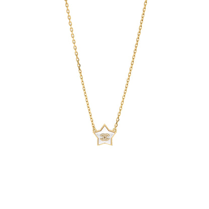 Chanel Star CC Logo Necklace Crystal/Gold Tone