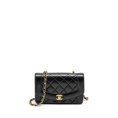 Chanel Vintage Small Diana Bag Lambskin Black GHW