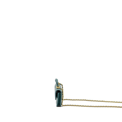Chanel top handle mini flap bag lambskin Green GHW