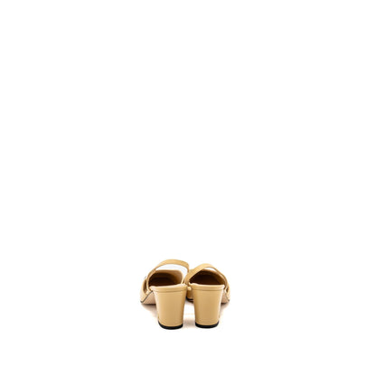 Chanel Size 37.5 Sling Back Beige/Black
