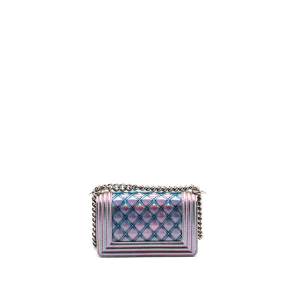 Chanel 18S small boy bag limited PVC / Patent calfskin leather iridescent light purple SHW