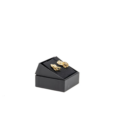 Chanel faux pearl & strass cc drop earrings gold tone