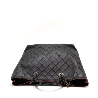Chanel on the road stitched tote bag calfskin black ruthenium silver hardware