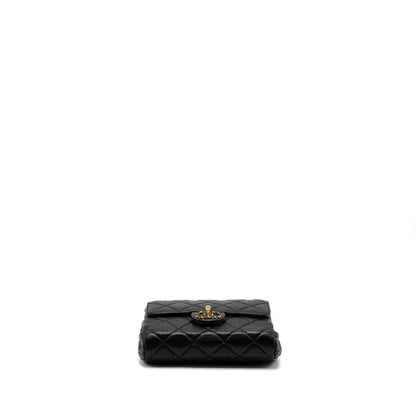 Chanel Quilted Square Flap Bag Goatskin Black Brushed GHW (Microchip)