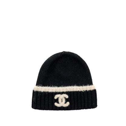 Chanel beanie hat wool/cashmere black / white