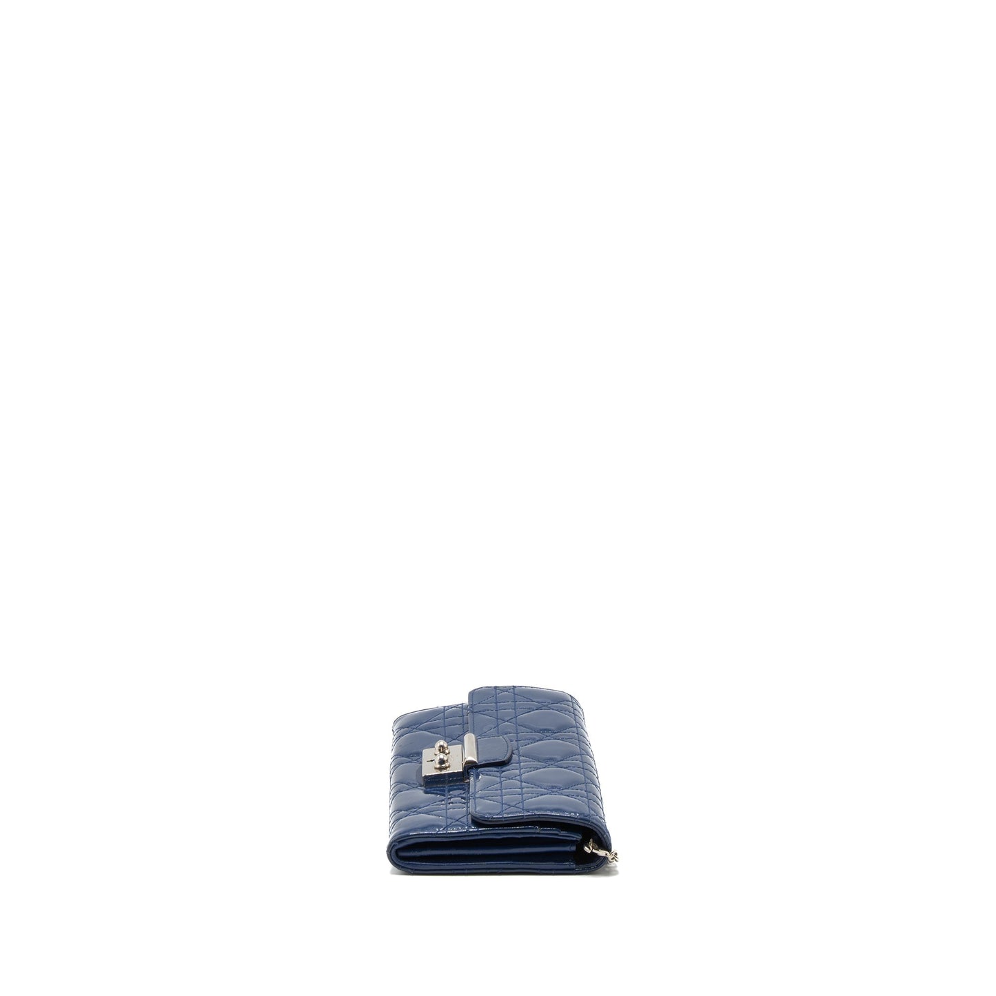 Dior Flap Wallet with Chain Patent Blue