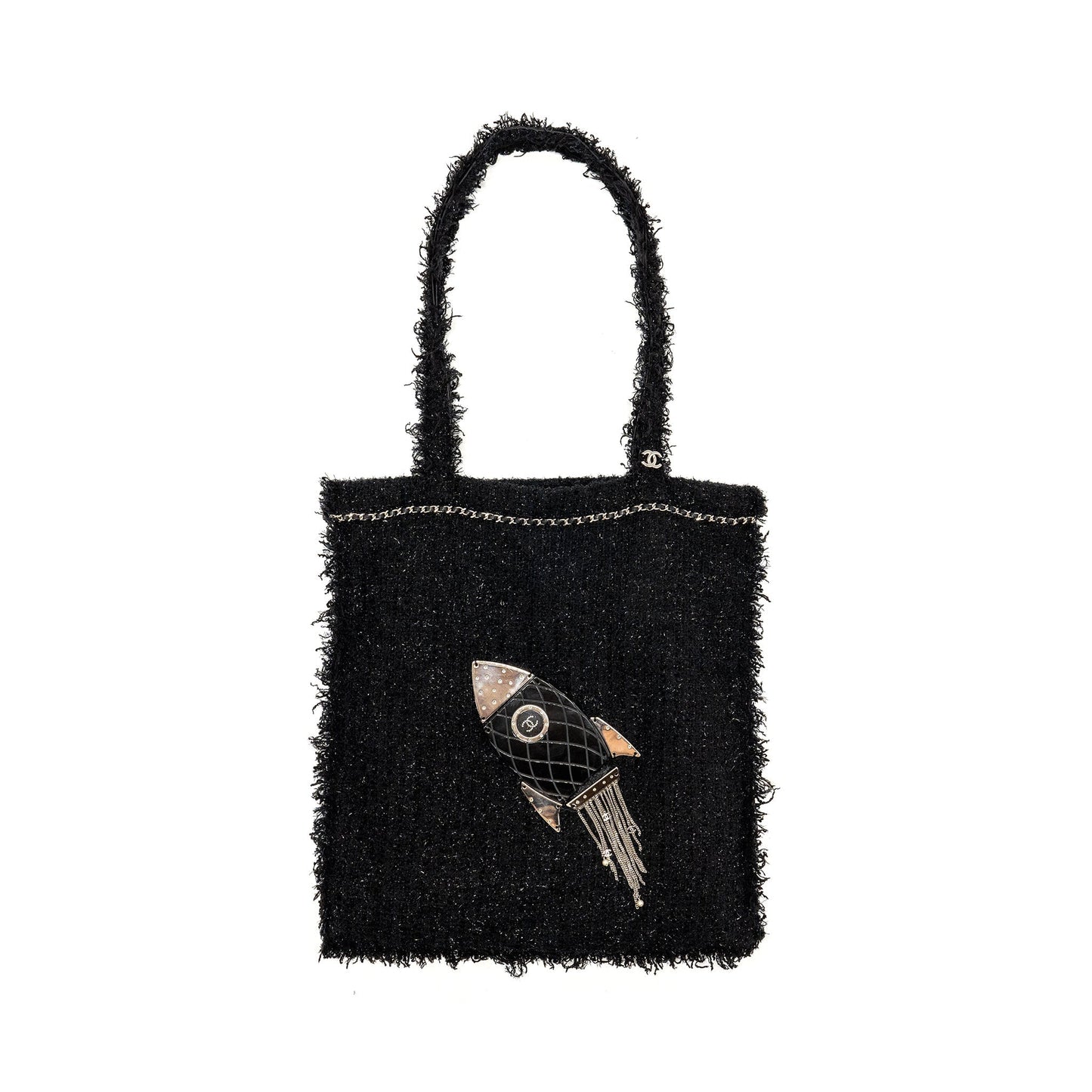 Chanel rocket tote bag tweed black SHW