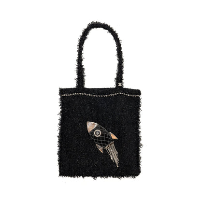 Chanel rocket tote bag tweed black SHW