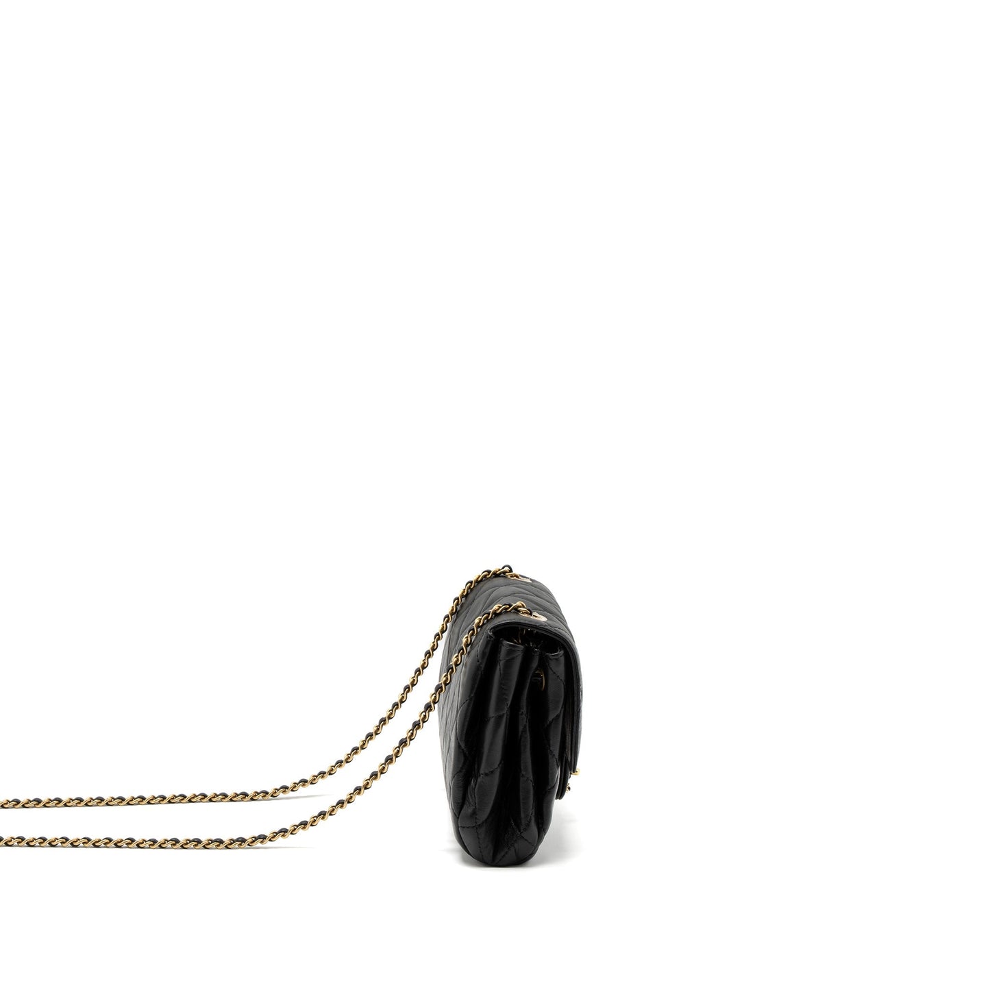 Chanel Quilted Square Flap Bag Goatskin Black Brushed GHW (Microchip)