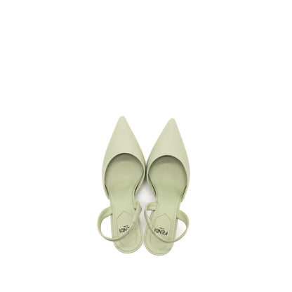 Fendi size 35 fendi first high-heeled slingbacks leather green