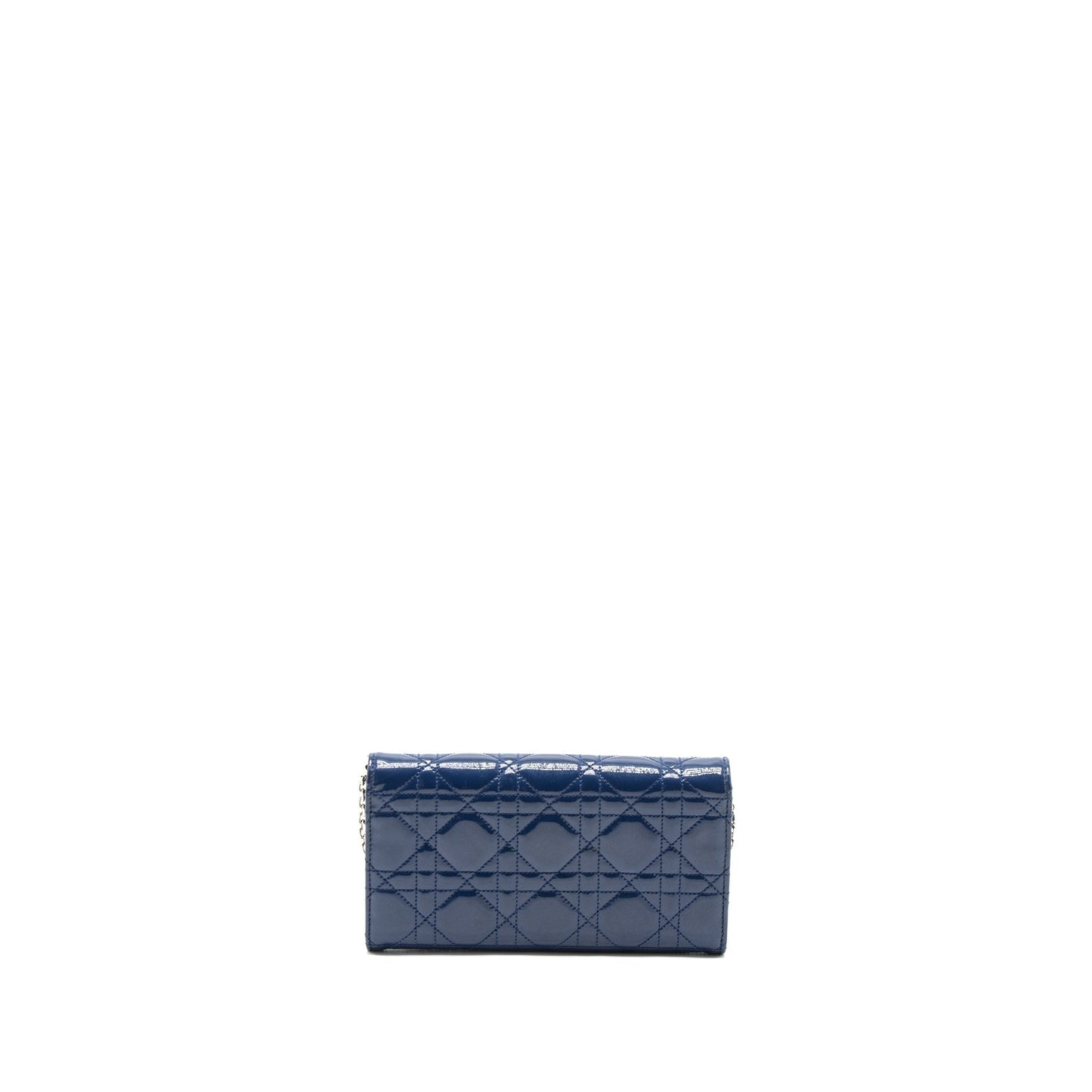 Dior Flap Wallet with Chain Patent Blue