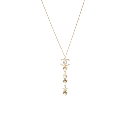 Chanel CC logo with pearl / no 5/ star drop necklace crystal gold tone